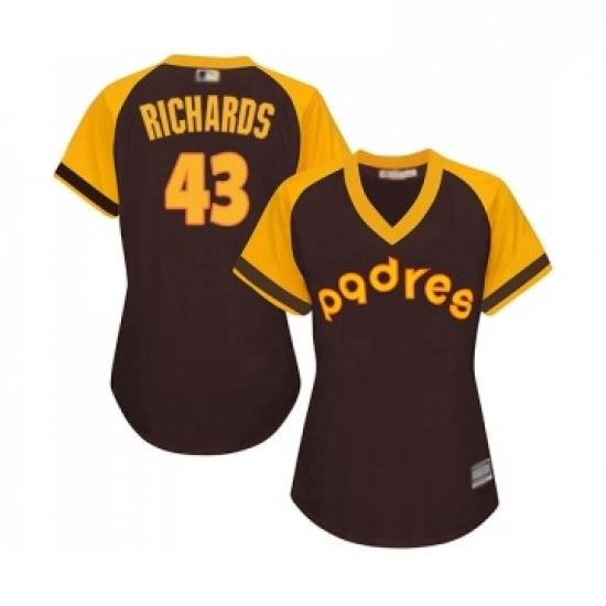 Womens San Diego Padres 43 Garrett Richards Replica Brown Alternate Cooperstown Cool Base Baseball Jersey