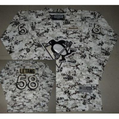 Kids Pittsburgh Penguins 58 Kris Letang White Camo NHL Jerseys