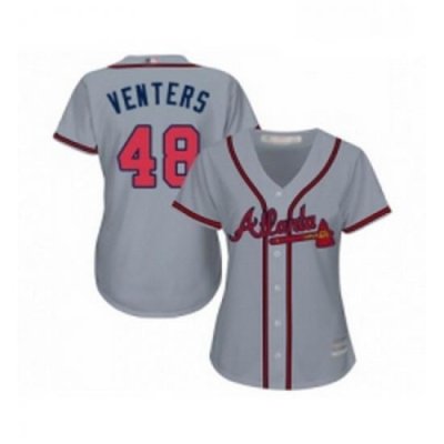 Womens Atlanta Braves 48 Jonny Venters Replica Grey Road Cool Base Baseball Jersey