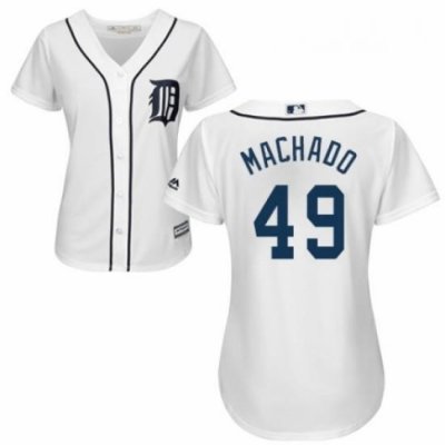 Womens Majestic Detroit Tigers 49 Dixon Machado Replica White Home Cool Base MLB Jersey