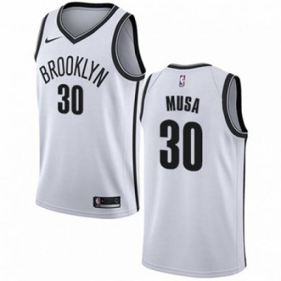 Mens Nike Brooklyn Nets 30 Dzanan Musa Swingman White NBA Jersey Association Edition