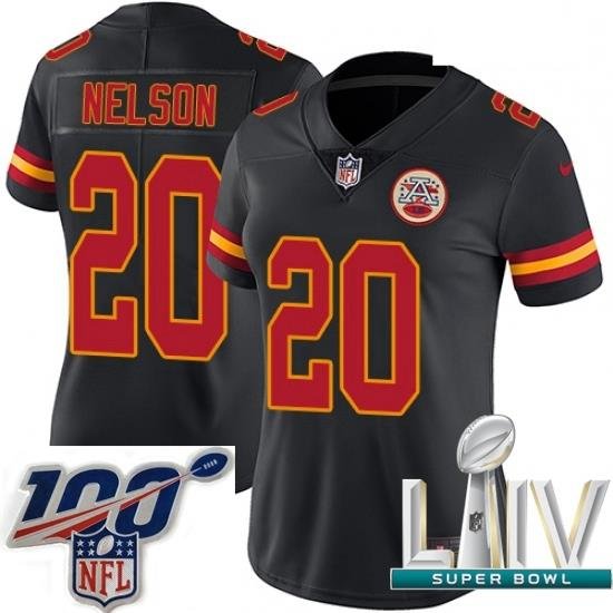 2020 Super Bowl LIV Women Nike Kansas City Chiefs #20 Steven Nelson Limited Black Rush Vapor Untouchable NFL Jersey