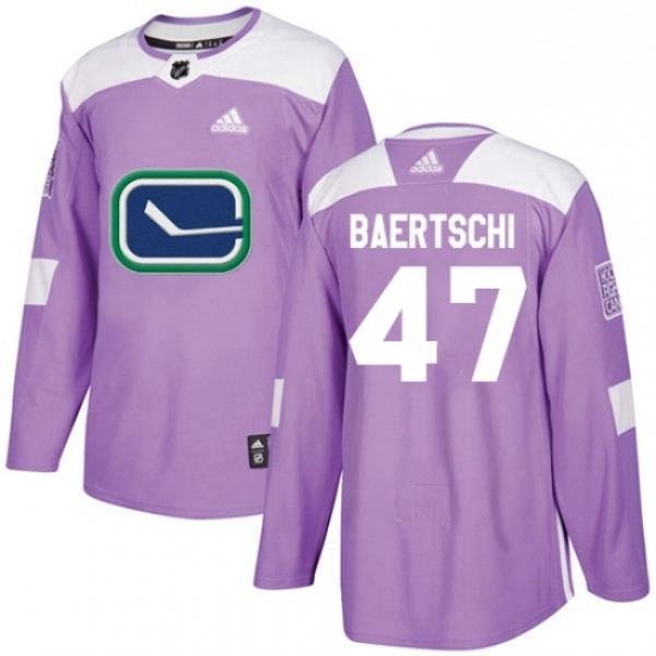 Youth Adidas Vancouver Canucks 47 Sven Baertschi Authentic Purple Fights Cancer Practice NHL Jersey