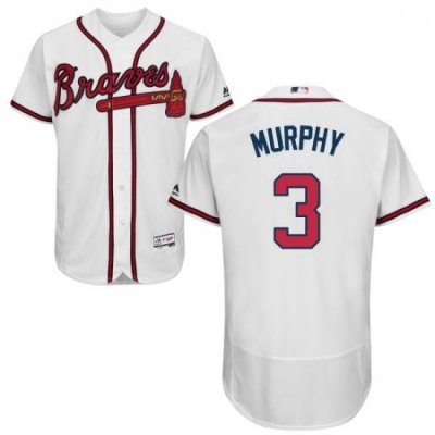 Mens Majestic Atlanta Braves 3 Dale Murphy White Home Flex Base Authentic Collection MLB Jersey