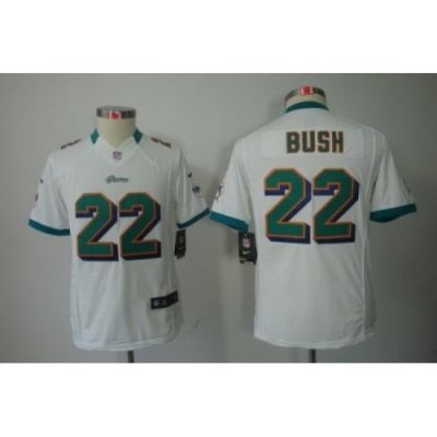 Youth Nike Miami Dolphins 22# Reggie Bush White Color[Youth Limited Jerseys]