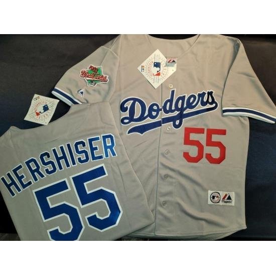 Men Los Angeles Dodgers OREL HERSHISER 1988 Grey Stitched Jersey