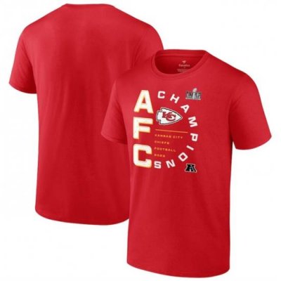 Men Kansas City Chiefs Red 2023 AFC Champions Right Side Big  26 Tall T Shirt