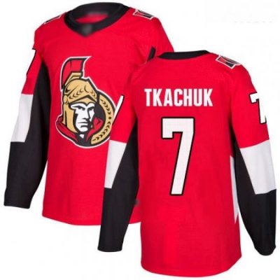 Senators #7 Brady Tkachuk Red Home Authentic Stitched Hockey Jersey