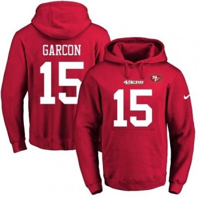 NFL Mens Nike San Francisco 49ers 15 Pierre Garcon Red Name Number Pullover Hoodie