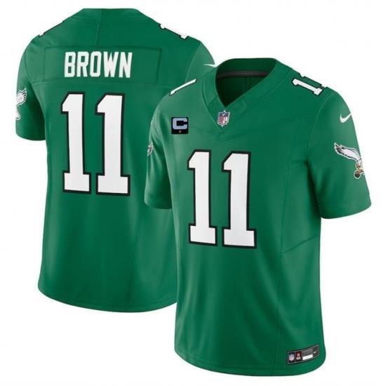 Men Philadelphia Eagles 11 A  J  Brown Green 2023 F U S E  With 1 Star C Patch Vapor Untouchable Limited Stitched Jersey