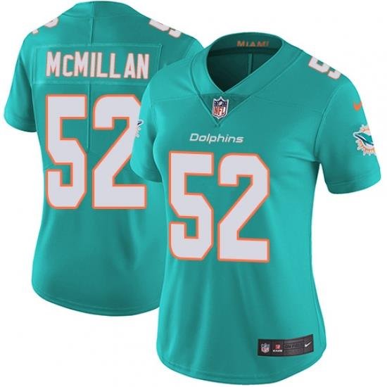 Nike Dolphins #52 Raekwon McMillan Aqua Green Team Color Womens Stitched NFL Vapor Untouchable Limited Jersey