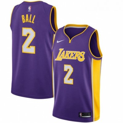 Womens Nike Los Angeles Lakers 2 Lonzo Ball Swingman Purple NBA Jersey Statement Edition