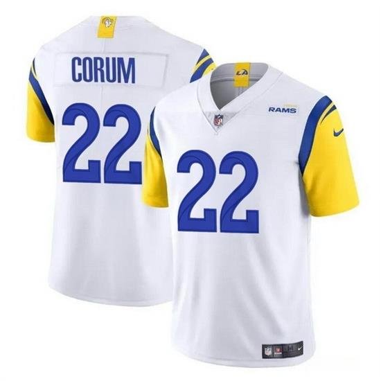 Men Los Angeles Rams 22 Blake Corum White 2024 Draft Vapor Untouchable Stitched Football Jersey