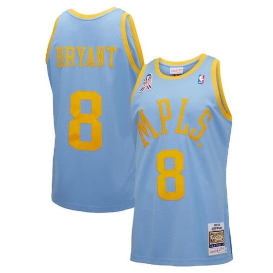 Men Los Angeles Lakers 8 Kobe Bryant Light Blue Hardwood Classics 2001 02 Stitched Basketball Jersey