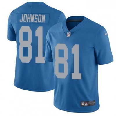 Men Nike Detroit Lions 81 Calvin Johnson Elite Blue Alternate NFL Jersey