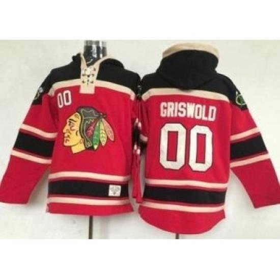 Chicago Blackhawks #00 Clark Griswold Red Lace-Up NHL Jersey Hoodie