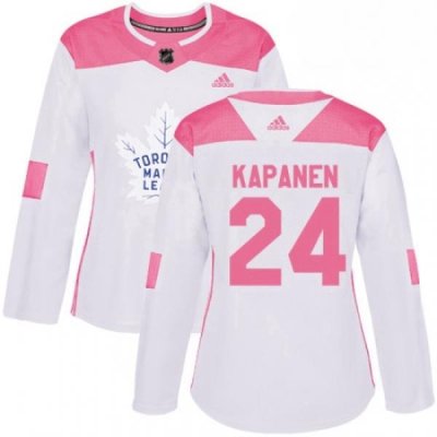 Womens Adidas Toronto Maple Leafs 24 Kasperi Kapanen Authentic WhitePink Fashion NHL Jersey