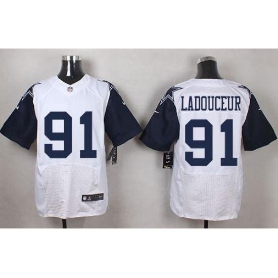 Nike Cowboys #91 L. P. Ladouceur White Mens Stitched NFL Elite Rush Jerseys