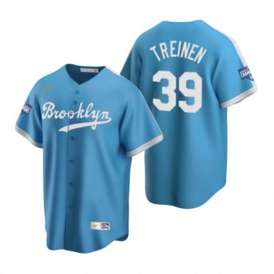 Men Brooklyn Los Angeles Dodgers 39 Blake Treinen Light Blue 2020 World Series Champions CooperstoWn Collection Jersey