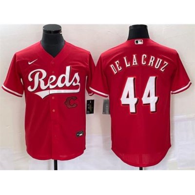 Men Cincinnati Reds 44 Elly De La Cruz Red Cool Base Stitched Baseball Jersey