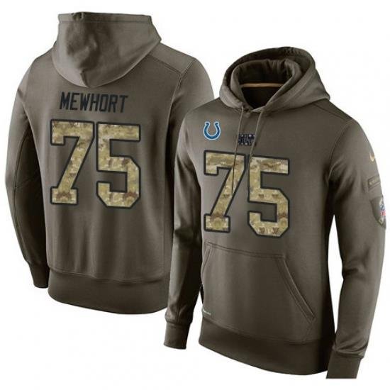 NFL Nike Indianapolis Colts 75 Jack Mewhort Green Salute To Service Mens Pullover Hoodie