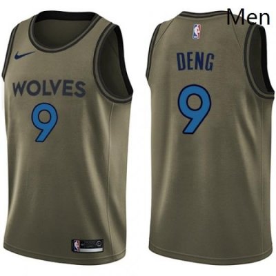 Mens Nike Minnesota Timberwolves 9 Luol Deng Swingman Green Salute to Service NBA Jersey