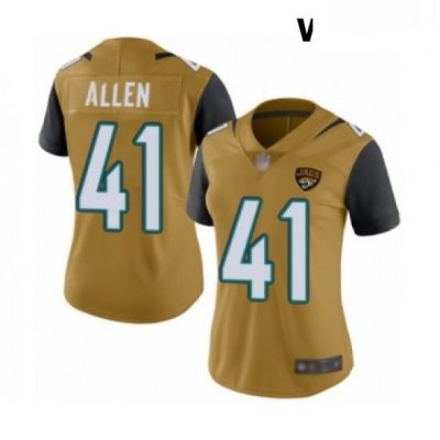 Womens Jacksonville Jaguars 41 Josh Allen Limited Gold Rush Vapor Untouchable Football Jersey