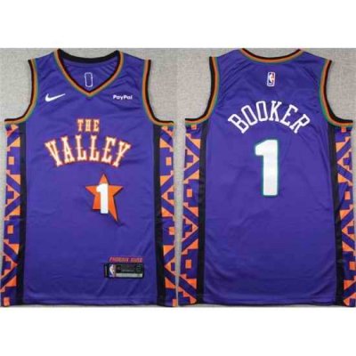 Men Phoenix Suns 1 Devin Booker Purple 2024 25 City Edition Stitched Basketball Jersey