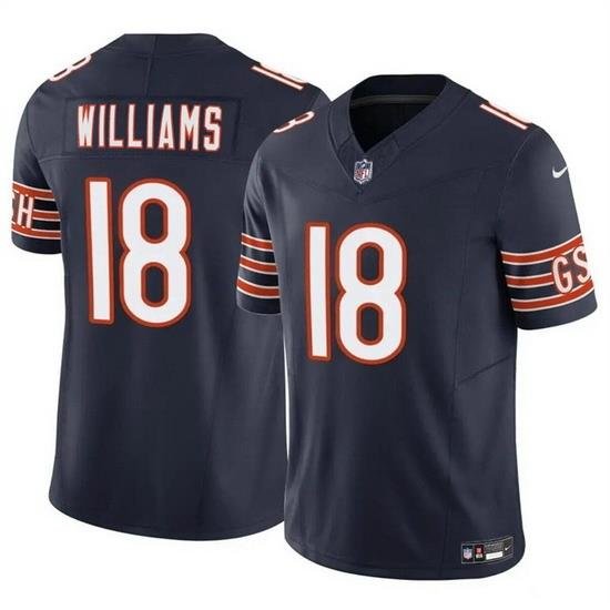 Men Chicago Bears 18 Caleb Williams Navy 2024 Draft F U S E  Vapor Stitched Football Jersey