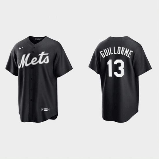 Men NeW York Mets 13 Luis Guillorme Black Cool Base Stitched Baseball Jersey