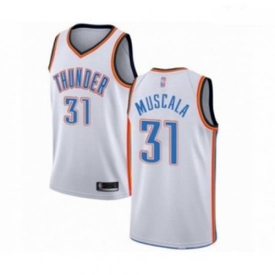 Mens Oklahoma City Thunder 31 Mike Muscala Authentic White Basketball Jersey Association Edition