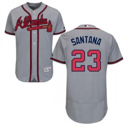 Mens Majestic Atlanta Braves 23 Danny Santana Grey Flexbase Authentic Collection MLB Jersey