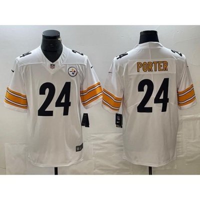 Men Pittsburgh Steelers 24 Joey Porter Jr  White Vapor Untouchable Limited Stitched Jersey