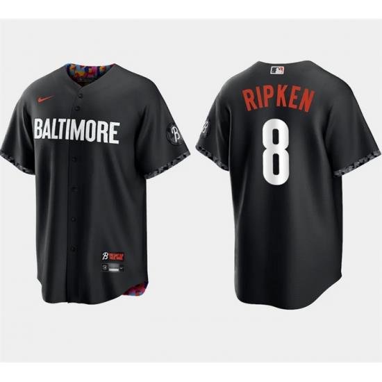 Men Baltimore Orioles 8 Cal Ripken Jr  Black 2023 City Connect Cool Base Stitched Baseball Jersey