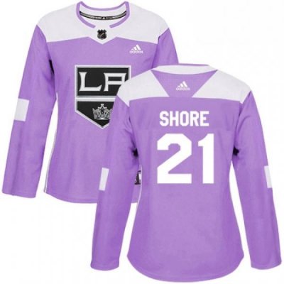 Womens Adidas Los Angeles Kings 21 Nick Shore Authentic Purple Fights Cancer Practice NHL Jersey