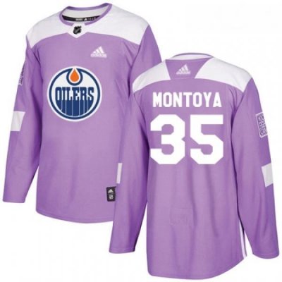 Youth Adidas Edmonton Oilers 35 Al Montoya Authentic Purple Fights Cancer Practice NHL Jersey