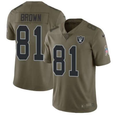 Nike Raiders #81 Tim BroWn Olive Mens Stitched NFL Limited 2017 Salute To Service Jersey