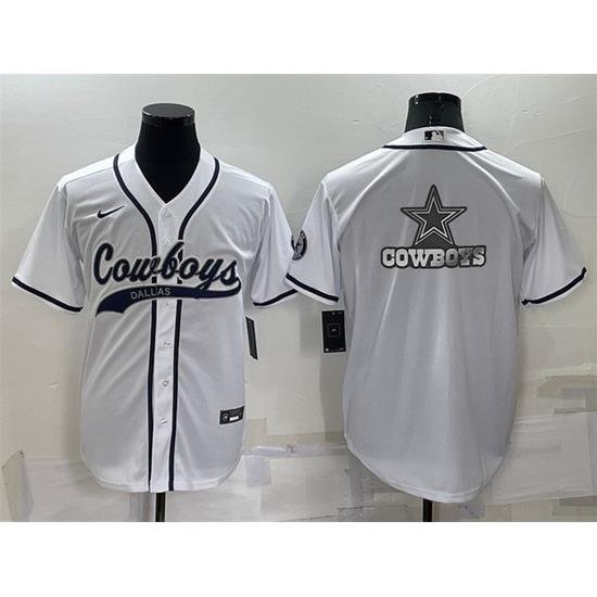 Men Dallas Cowboys White Team Big Logo With Patch Cool Base Stitched Baseball Jersey