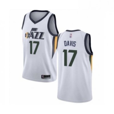 Youth Utah Jazz 17 Ed Davis Swingman White Basketball Jersey Association Edition