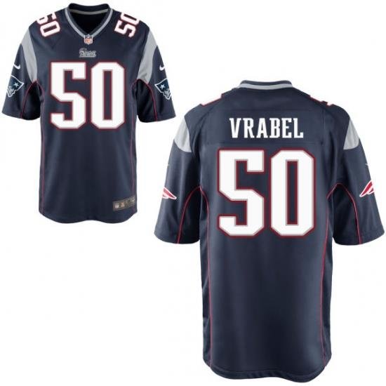 Men Nike Patroits #50 Mike Vrabel Navy Game Home NFL Jersey