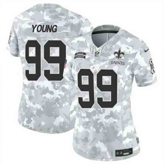 Women New Orleans Saints 99 Chase Young 2024 F U S E Arctic Camo Salute To Service Limited Stitched Football Jersey