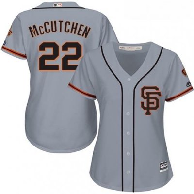 Womens Majestic San Francisco Giants 22 Andrew McCutchen Authentic Grey Road 2 Cool Base MLB Jersey