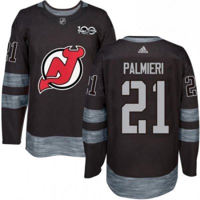 Mens Adidas New Jersey Devils 21 Kyle Palmieri Authentic Black 1917 2017 100th Anniversary NHL Jersey