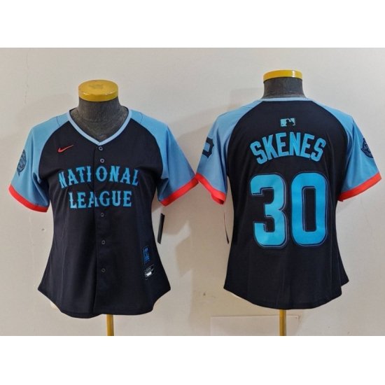 Women National League 30 Paul Skenes Navy 2024 All Star Limited Stitched Baseball Jersey 2