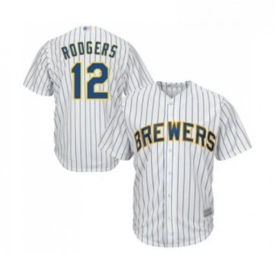 Youth Milwaukee Brewers 12 Aaron Rodgers Replica White Home Cool Base Baseball Jersey