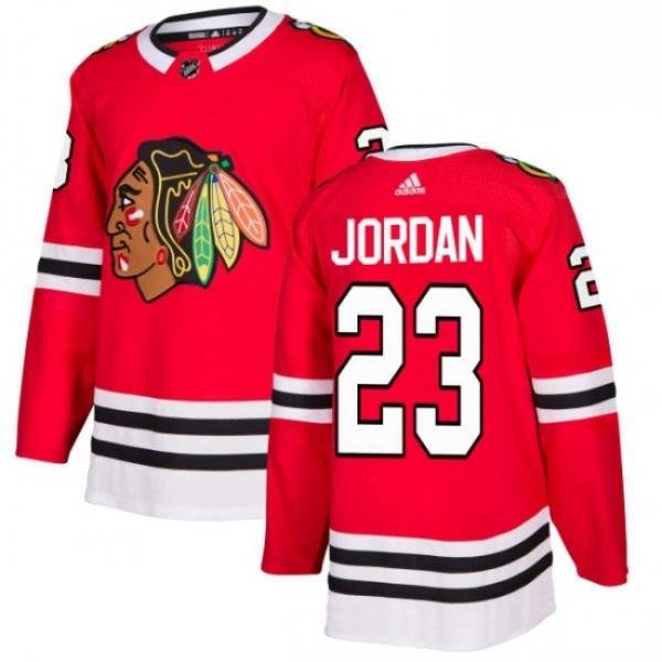 Mens Adidas Chicago Blackhawks 23 Michael Jordan Authentic Red Home NHL Jersey