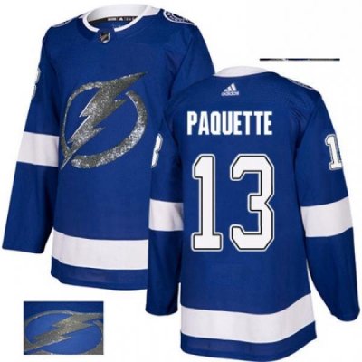 Mens Adidas Tampa Bay Lightning 13 Cedric Paquette Authentic Royal Blue Fashion Gold NHL Jersey