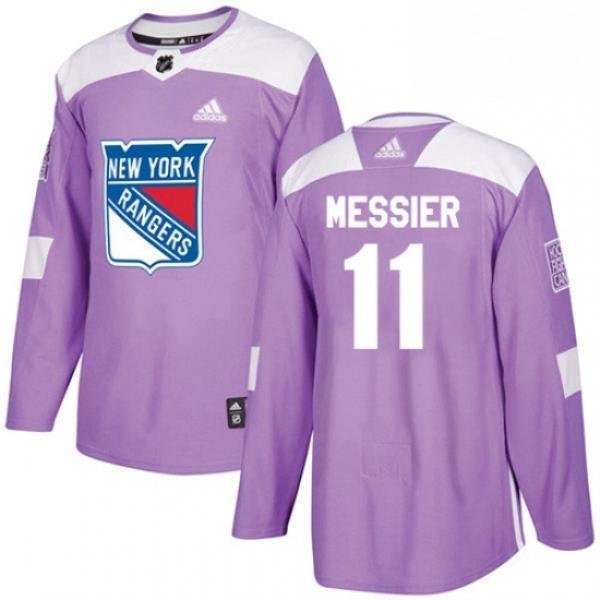 Mens Adidas New York Rangers 11 Mark Messier Authentic Purple Fights Cancer Practice NHL Jersey