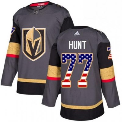 Youth Adidas Vegas Golden Knights 77 Brad Hunt Authentic Gray USA Flag Fashion NHL Jersey