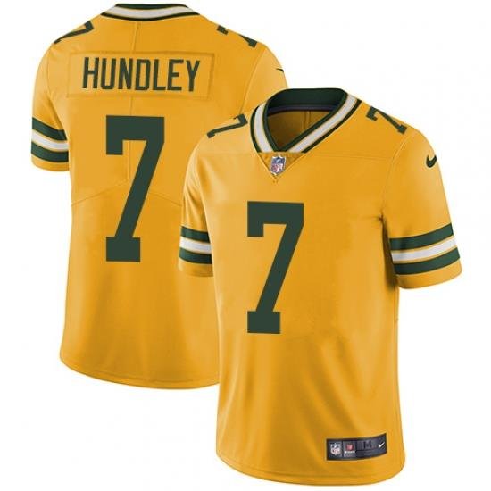 Nike Packers #7 Brett Hundley Mens Elite Gold Rush Vapor Untouchable NFL Jersey